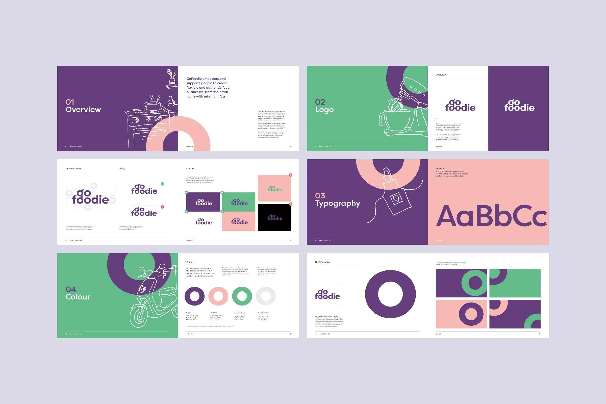 GoFoodie brand identity - brand guide document - visuals by Ten Fathoms